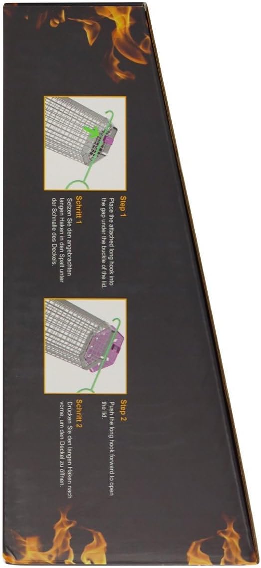 Grill Basket Set (Rectangular+Hexagon), Removable Wooden Handle, 304 Stainless Steel, Rolling Grilling Net, BBQ Accessories Tools for Vegetables Shrimp, Outdoor Cooking Camping, Birthday Gifts for Men Dad Husband