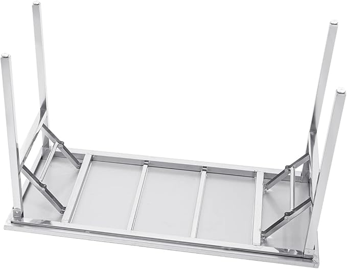 Small Stainless Steel Folding Table, Portable Camp Picnic Party Dining Table No Assembly Sturdy Small Folding Desk (48" x 24")…