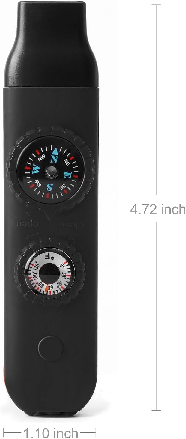 Emergency Survival Safety Whistle，Whistle for Kids with Lanyard,Compass,Thermometer,Ideal for Kayaking, Boating, Hiking, Camping, Climbing