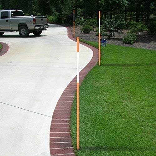 60 Inch Driveway Markers for Snow Plowing Stakes, Hollow Snow Poles with Reflective Tape Driveway Reflectors, 5/16-Inch Dia 20 Packs