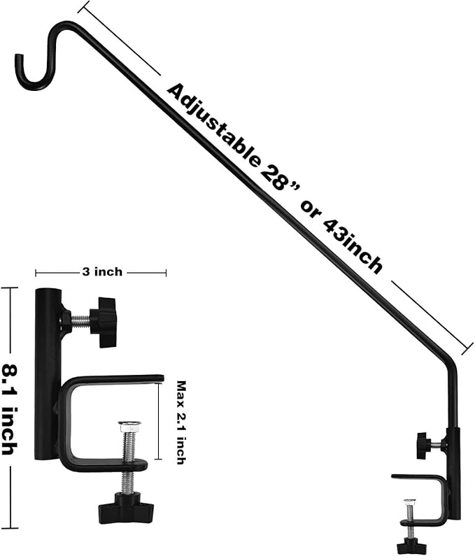 MIXXIDEA Heavy Duty Extensible Deck Hook - Adjustable for Hanging Bird Feeders, Plants, Wind Chimes, Lanterns