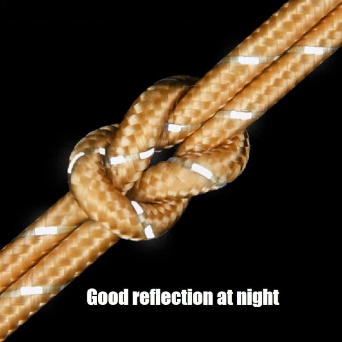 Tent Wind Ropes with Tensioners Cord Adjuster, 8pcs 13ft Reflective Rope for Camping, Hiking, Canopy Shelter, Outdoor Activity(Black)