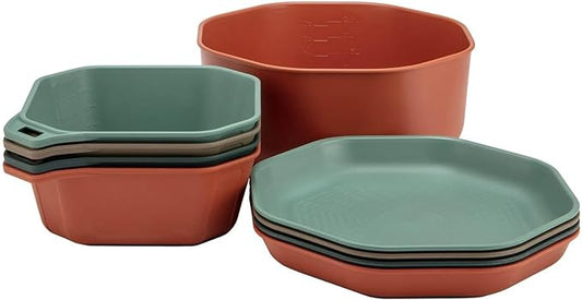 Gerber Gear ComplEAT Tableware Set - Polypropylene Camping Cookware - Portable Outdoor Tableware - 4 Plates, 4 Bowls & 1 Mixing Bowl