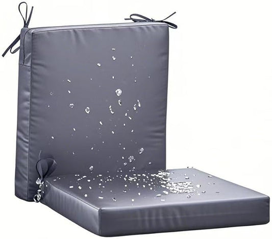 20 x 20 Inch Outdoor Chair Cushions for Patio Furniture UV Resistant Non Slip Waterproof Replacement Patio Seat Cushion with Ties Set of 2, Dark Grey