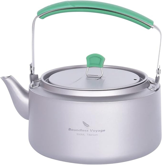 Boundless Voyage Titanium Kettle 800ml/1200ml with Folding Handle Filter Outdoor Camping Big Capacity Teapot (800ml)