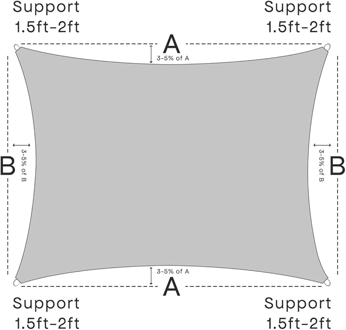 Sun Shade Sail Canopy, 8'x 10' Rectangle 95% UV Block Shade Cover for Outdoor, Backyard Patio, Lawn, Garden, Sandbox Carpor Light Gray