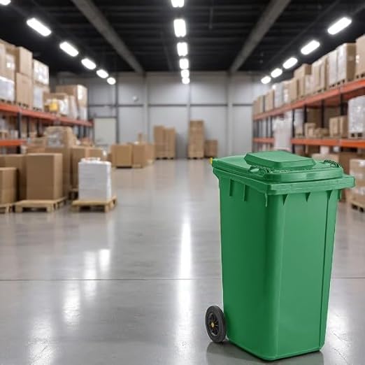 PRO&Family Wheeled Outdoor Trash Can Garbage Can Garage Trash Can for Restaurants/Hospitals/Offices/Back of House/Warehouses/Home (Green, 50 Gallon)