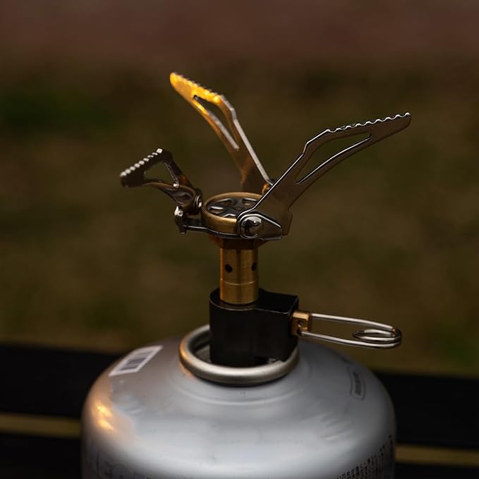 Outdoor Gas Stove Camping Burner Portable Mini Folding Stove Gas Heater Survival Furnace Foldable Furance Head for Picnic Cooker 49g Maximum firepower of BRS-3000T Stove