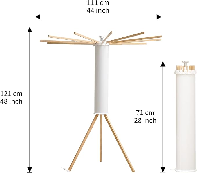 JOOM Tripod Clothes Drying Rack, Garment Rack Portable and Foldable Space Saving Laundry Drying Rack - Drying Rack Clothing 12 Rods Wooden