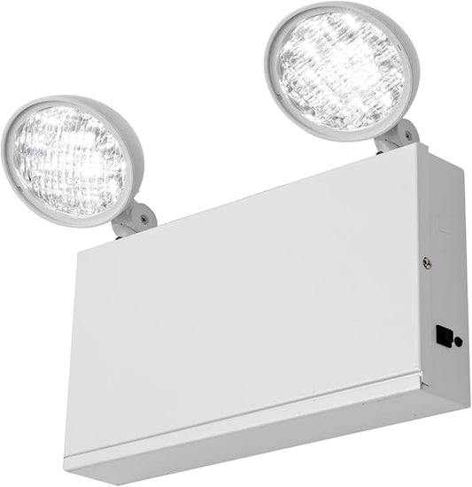 TANLUX New York City Approved Emergency Light, Emergency Lights with Battery Backup, White Steel Housing, AC 120/277V, Two Heads
