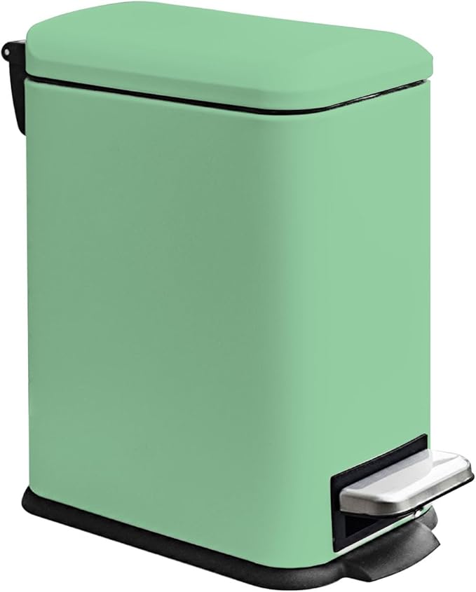 JM.YIPENG Bathroom Rubbish Bin, 5 Litre Cosmetic Bin, Small Waste Bin with Soft Close Lid, Bathroom Bin for Toilet, Bathroom, Bedroom, Living Room, Green