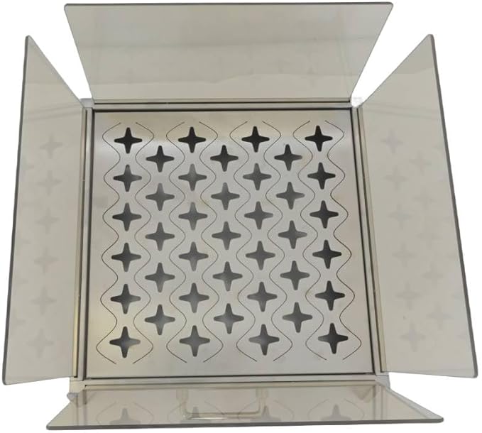 Outdoor Wood Burning Fire Pit Table with Glass Wind Guard and Portable Stainless Steel Wood Stove for Camping Hot Tent Shelter, Patio Backyard Garden Deck Camping