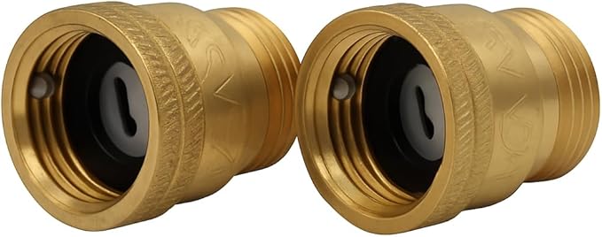 Vacuum Breaker 3/4 Inch Solid Brass Hose Bib Backflow Preventer for Garden Spigot RV Pack of 2