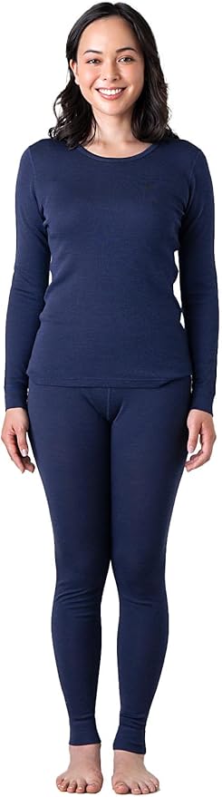 LAPASA Womens 100% Merino Wool Base Layer Set Lightweight & Midweight Thermal Underwear Long John Top & Bottom Warm L58/L91