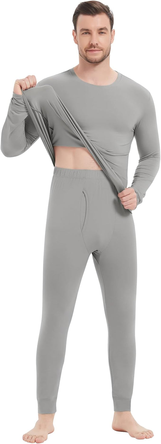 NACHILA Men's Thermal Underwear Set-Viscose Made from Bamboo, Soft Long Sleeve Base Layers Top and Bottom Warm Long Johns Set