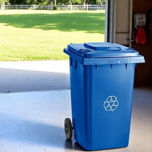 PRO&Family Wheeled Outdoor Trash Can Garbage Can Garage Trash Can for Restaurants/Hospitals/Offices/Back of House/Warehouses/Home (Blue, 96 Gallon)