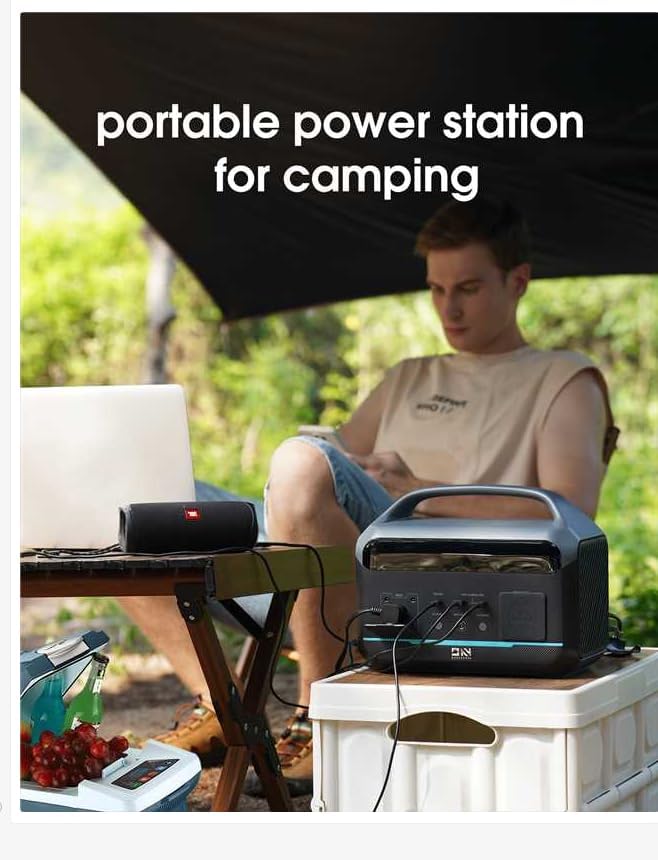 Portable Power Station 600W (1200W Peak), 576Wh Solar Generator, LFP Battery 1.5Hour Fast Charging, Power Bank for Home & Emergency Backup, Hurricane, CPAP (Solar Optional)