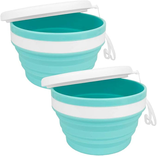 CARTINTS Collapsible Bowls With Lids Silicone Food Storage Containers Collapsible Camping Bowls Silicone Lunch Containers, Ideal for Travel and Camping, 32oz/950ml(Blue)