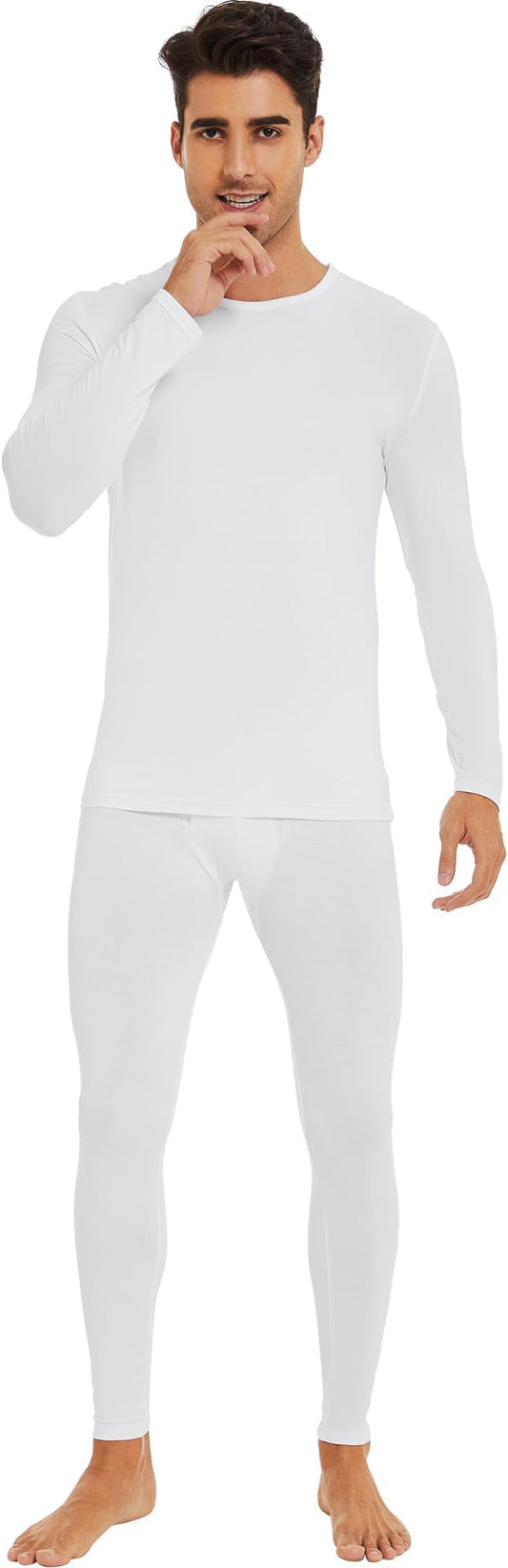 WiWi Thermal Underwear for Men Bamboo Viscose Long Johns Set Soft Warm Base Layer Lightweight Top and Bottom Sets S-XXL
