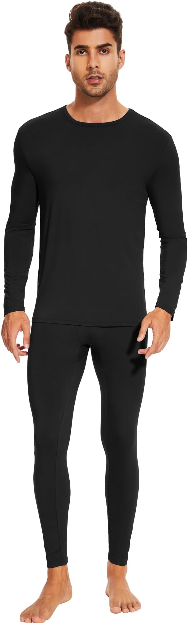 WiWi Thermal Underwear for Men Bamboo Viscose Long Johns Set Soft Warm Base Layer Lightweight Top and Bottom Sets S-XXL