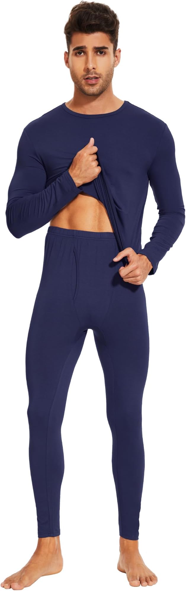 WiWi Thermal Underwear for Men Bamboo Viscose Long Johns Set Soft Warm Base Layer Lightweight Top and Bottom Sets S-XXL