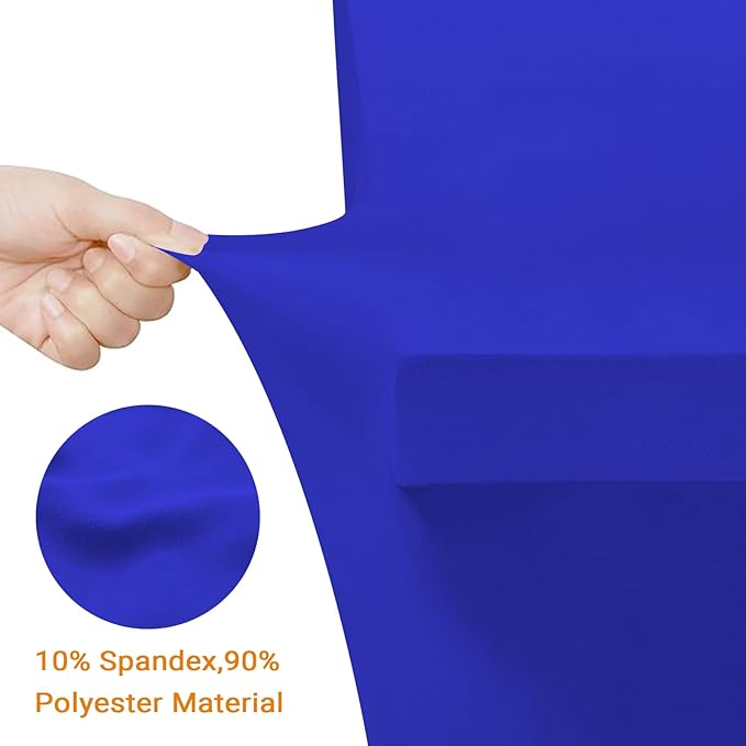 Eurmax USA Rectangular Fitted Spandex Table Covers 4ft Tablecloth Wedding Event Patio Table Decorations Stretch Table Cover for 4ft Folding Table (Blue,2 Pack)