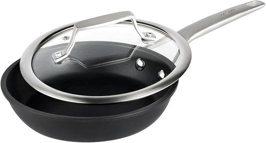 MsMk 12 Inch Nonstick Frying Pan with Lid, Titanium and Ceramic Nonstick skillet with lid, PFAS & PFOA Free, Non-Toxic, Stay-Cool Handle, Scratch-resistant, Dishwasher Safe, Oven Safe