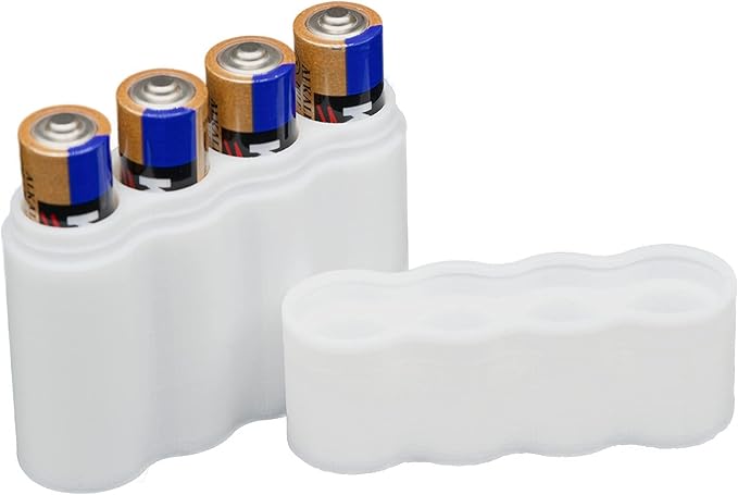 Slimline AAA Battery Case, Soft Durable material - Pack of 2 (Holds 4 Batteries)