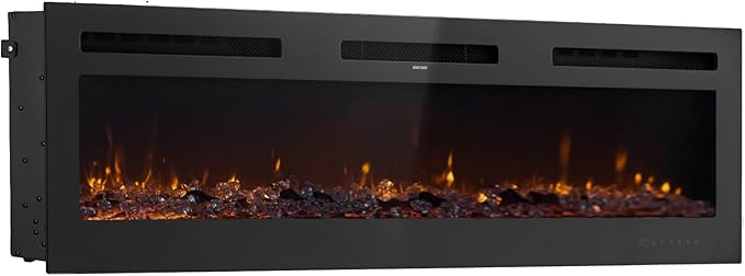 VEVOR 60 inch Electric Fireplace, Wall Mounted Recessed Fire Place with Remote Control, Timer, 1500W, Adjustable Flame Color Brightness, Touch Screen, Overheat Protection, for Living Room,Bedroom