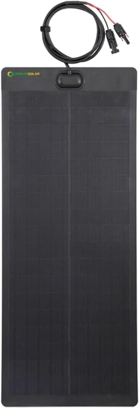 50W Full Black Flexible Solar Panel, 34x14in, Waterproof Lightweight with Highest Efficiency PERC Mono Solar Cells for RV,Van,Tent