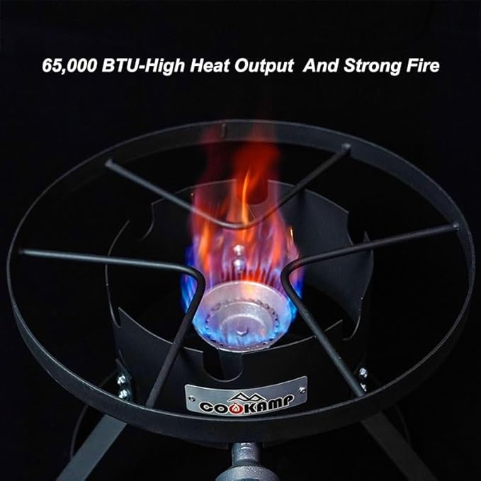 High Pressure Gas Burner 1-Burner Outdoor Propane Gas Cooker with 0-20 PSI Adjustable Regulator and Hose (BLACK) SA1600