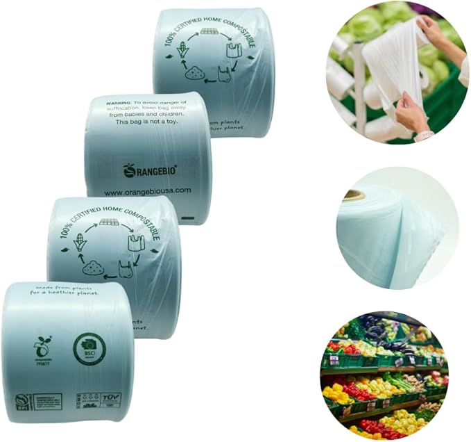 100% Certified Home Compostable Produce Bags, 250 Count, 14 x 18 Inches, Hold Up to 14 Lbs, ASTM D6400, EN 13432, US BPI & Europe OK Compost Home Certified