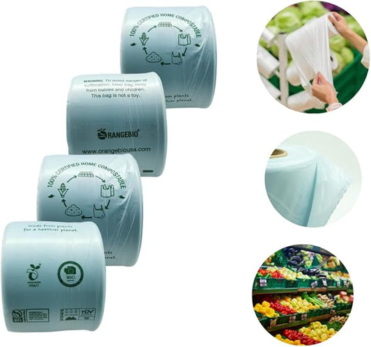 100% Certified Home Compostable Produce Bags, 250 Count, 14 x 18 Inches, Hold Up to 14 Lbs, ASTM D6400, EN 13432, US BPI & Europe OK Compost Home Certified