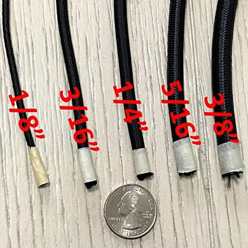 Elastic Bungee Cord. 3/16” and 1/4." 50 and 100 Foot Spools. Weather and Abrasion Resistant. Used for Tie Downs, Crafting, DIY Projects. Black Shock Cord. Made in the USA (3/8 inch x 50 feet)