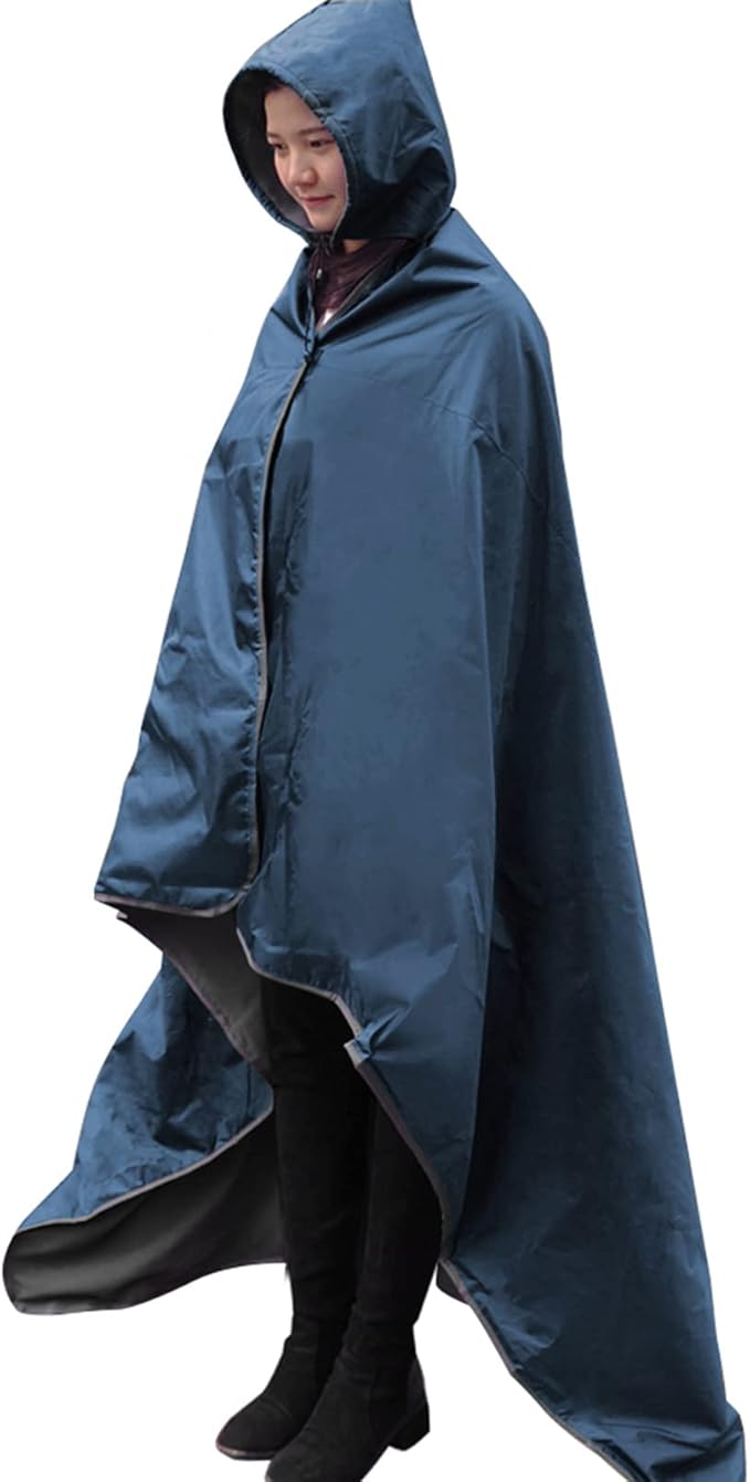 DUKUSEEK Large Waterproof Stadium Blanket for Cold Weather, Soft Warm Fleece Camping Blanket Windproof for Outdoor Sporting Events, Football Games,Navy Blue