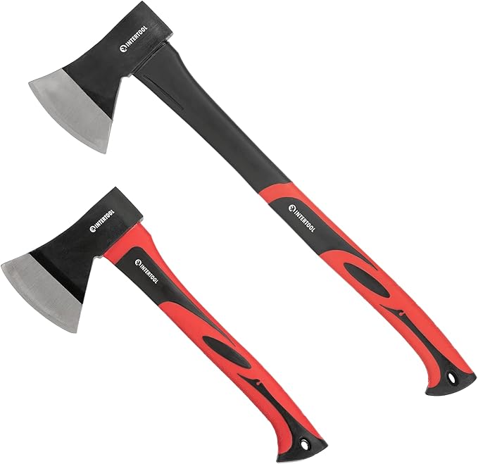 INTERTOOL Chopping Axe Combo 15” and 24” Ax Set for Splitting, Kindling, Felling - Camp Axes and Hatchets - HT08-0263-0262