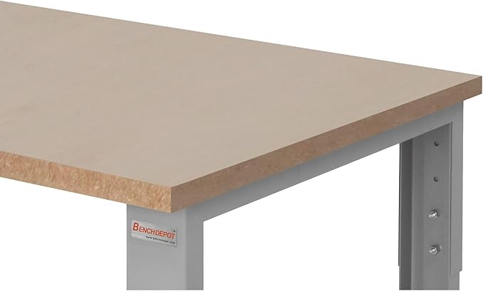 Table & Workbench: 1" Thick Particle Board Top, Height Adjustable Bench - 30" D x 48" L x 30" - 36" H - by BenchPro