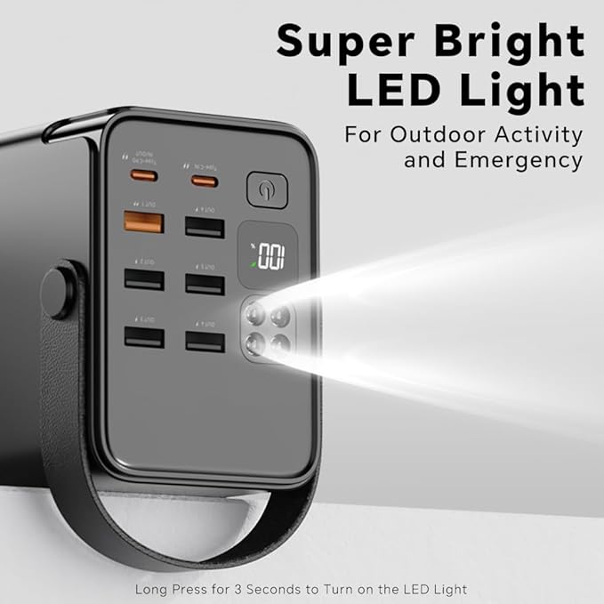 JOKO 70000mAh Power Bank High Capacity 20W PD 3.0 Fast Charging 22.5W Max Large Power Bank,7 Outputs 2 Inputs,LED Display,USB-C Battery Packs for iPhone, Samsung, Outdoors，Camping