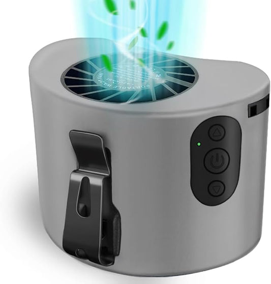 CAZOKASI 2024 Newest Portable Waist Clip Fan 10000mAh Powerful Personal Wearable Fan 10 Stepless Wind 8-24Hours(Grey)