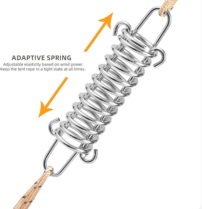 10PCS Tent Spring Buckle, 304 Stainless Steel Porch Swing Springs Heavy Duty, Windproof Tarp Springs, Rope Spring for Awning, Dog Chain Tension Springs, Sun Sail Shades Springs Tension