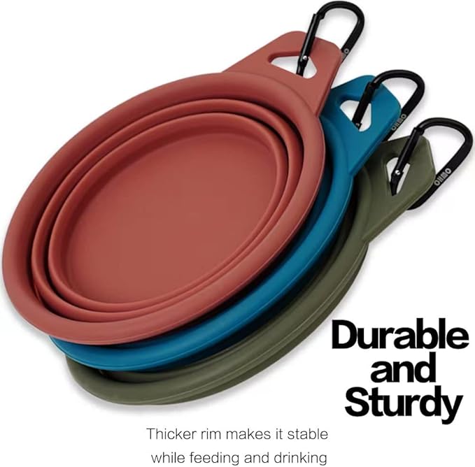 OHMO Collapsible Dog Bowl(2 Pack, 12oz/400ml) Premium Silicone Pet Water Bowls for Cats & Dogs, Portable Dog Travel Bowls Foldable for Outdoor Camping Hiking