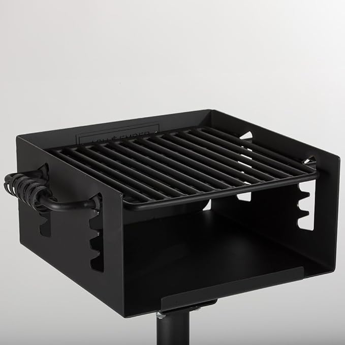 Ash & Ember Park-Style Grill, 256 Sq. In Charcoal Grill, 16.5x16x8, Single Post Outdoor Cooking Grill for Backyard BBQ, Camp Grilling Barbecues, Small-Sized Parties, Grill Delicious Meats, Vegetables
