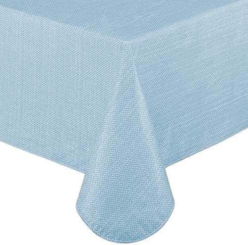 LAMINET Stitched Edge Drop Tablecloth - Basketweave (Blue) - Oblong - Fits Tables up to 60 x 120