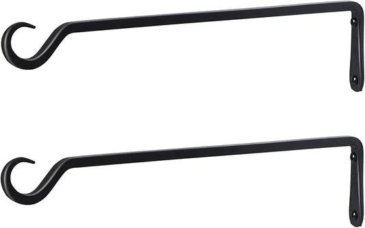 16 inch Plant Hanger, Sturdy Hanging Plant Bracket Outdoor, Hanging Plant Wall Hook Heavy Duty, for Hanging Bird Feeders, Planters, Lanterns, Wind Chimes, Indoor/Outdoor Use, Black, Set of 2