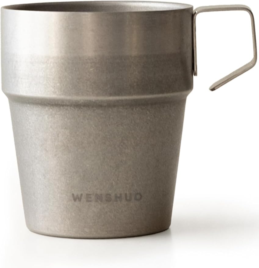 WENSHUO Outdoor Mug,Double Wall Insulated Small Camping Cup,Vintage Stainless Steel,11 fl oz (325 ml)