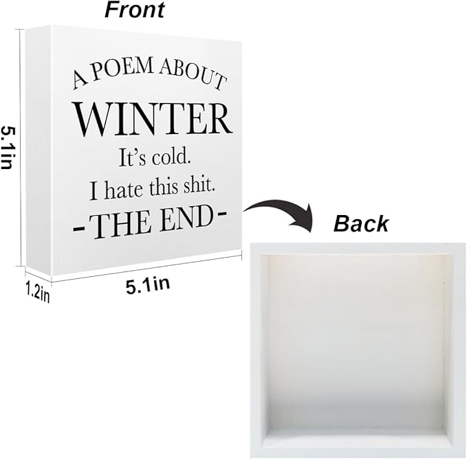 Funny Quotes Office Supplies Rustic Desk Decor White Wooden Box Sign Office Organization Farmhouse Christmas Winter Season Wood Plaque Cubicle Accessories Home Shelf Table Tiered Tray Decorations