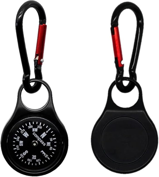 Mini Survival Compass with Carabiner Keychain – Portable Zinc Alloy Multifunctional Outdoor Navigation Tool for Camping, Hiking, Mountaineering, Hunting, and Climbing