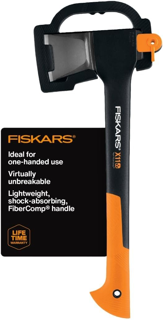 Fiskars X11 Splitting Axe Hatchet, 17" Tree Branch Cutter and Wood Axe for Small Logs with Shock-Absorbing Handle
