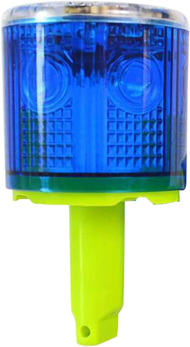 Solar Strobe Warning Light, Super Bright Single Column Solar Emergency Strobe Warning Light, Flashing Barricade Safety Road Construction Traffic Flashing (Blue)