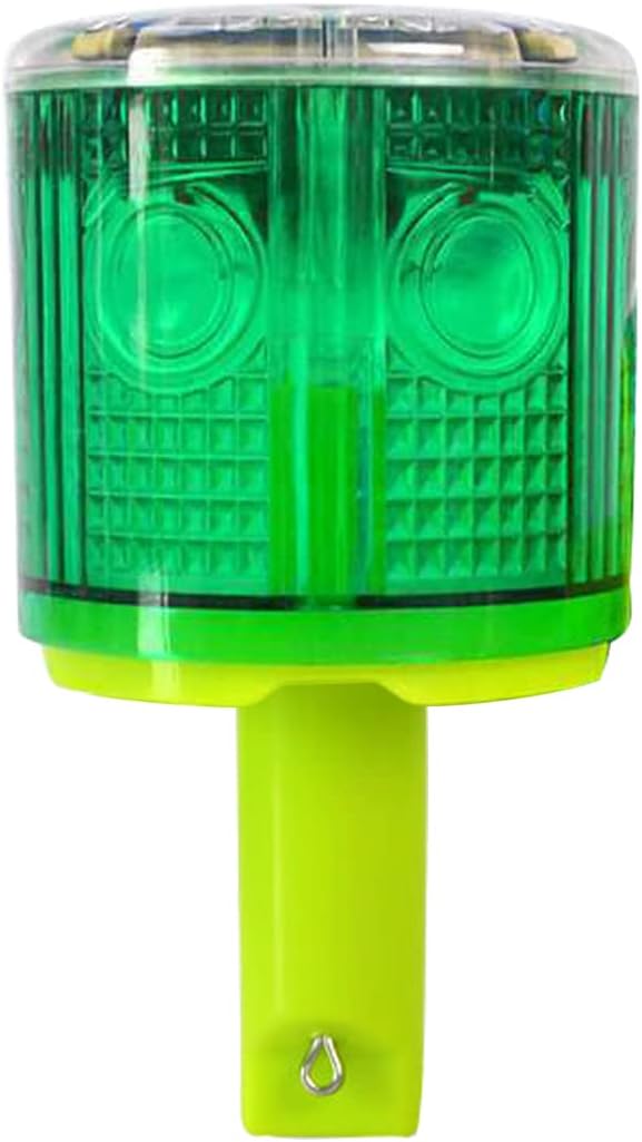 Solar Strobe Warning Light, Super Bright Single Column Solar Emergency Strobe Warning Light Flashing Barricade Safety Road Construction Traffic Flicker Beacon Lamp (Green)